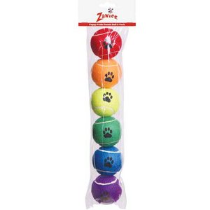 Zanies Rainbow Tennis Ball Dog Toy, 2.5-in, 6 count