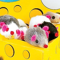 Zanies Cheese Wedge 60 Mice Display Box Cat Toy, Gray slide 2 of 2