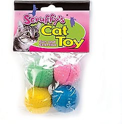 Scruffy's Kitty Sponge Balls Cat Toy, 4 count