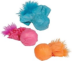 Kylie's Brights Paper Ball Rattlers with Feather Cat Toy, 3 count