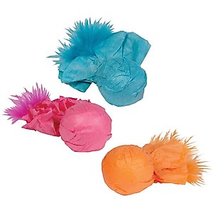 Kylie's Brights Paper Ball Rattlers with Feather Cat Toy, 3 count