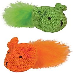Kylie's Brights Knit Mouse with Feather Cat Toy, 2 count