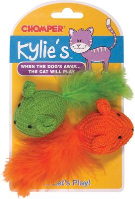 Show full view: Kylie's Brights Knit Mouse with Feather Cat Toy, 2 count slide 2 of 3