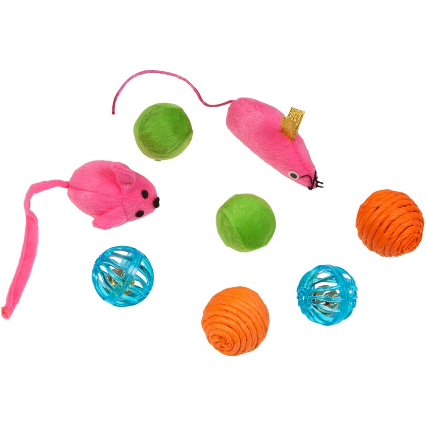 Kylie's Brights Mouse & Ball Cat Toy, 8 count