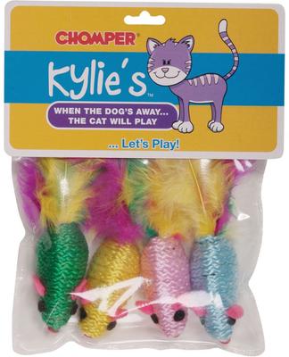 Show full view: Kylie's Brights Feather Mouse Rattlers Cat Toy, 4 count slide 2 of 2