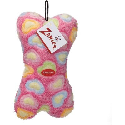 Zanies Zanies Sweetheart Snuggle Bone Squeaky Dog Chew Toy, Pink, 7.5-in