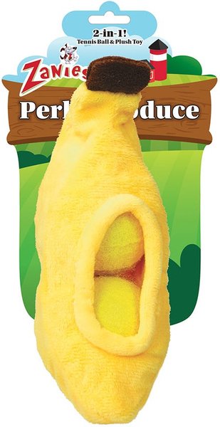 Zanies Perky Produce Banana Squeaky Dog Chew Toy