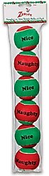 Zanies Naughty or Nice Tennis Ball Dog Toy, 6 count