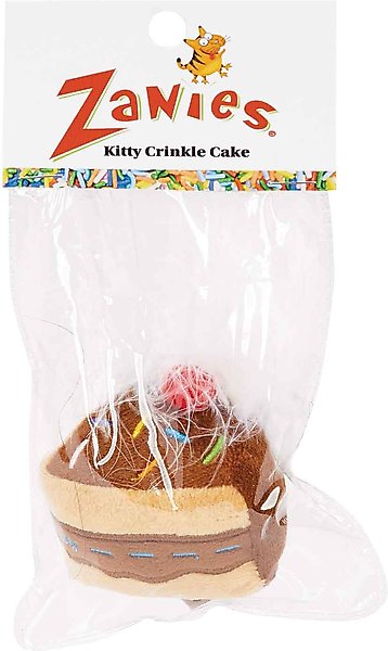 Zanies Kitty Krinkle Cake with Feather Cat Toy