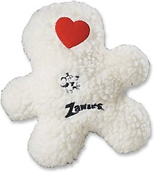 Zanies Embroidered Berber Boy Squeaky Dog Chew Toy, 8.5-in, White