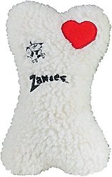 Zanies Embroidered Berber Bone Squeaky Dog Chew Toy, 8-in, White