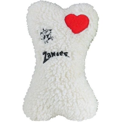 Zanies Zanies Embroidered Berber Bone Squeaky Dog Chew Toy, 8-in, White