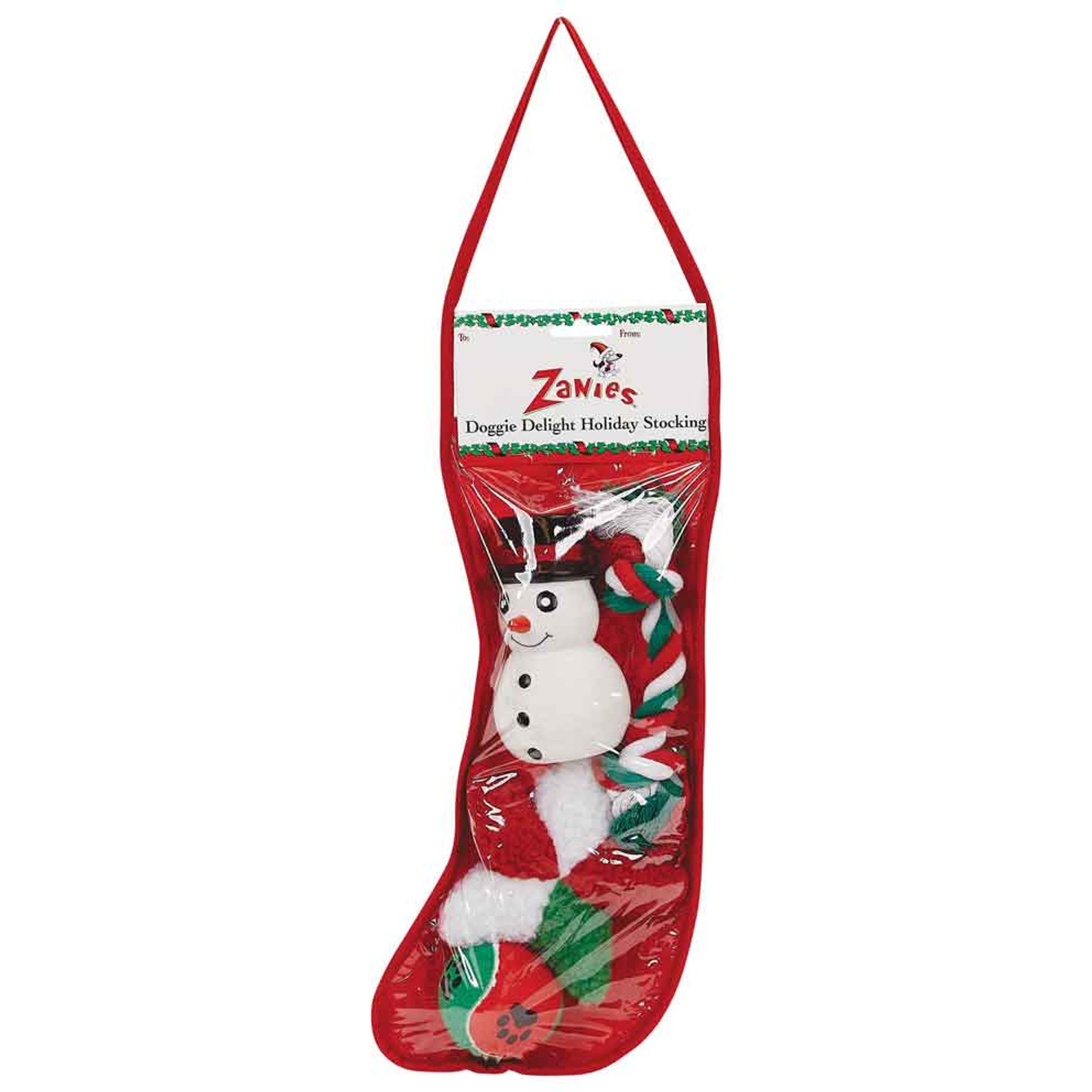 Zanies Christmas Dog Delite Holiday Stocking Snowman Dog Chew Toy, 14-in