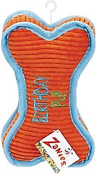 Zanies Birthday Pup Bone Squeaky Dog Chew Toy, Orange slide 2 of 2