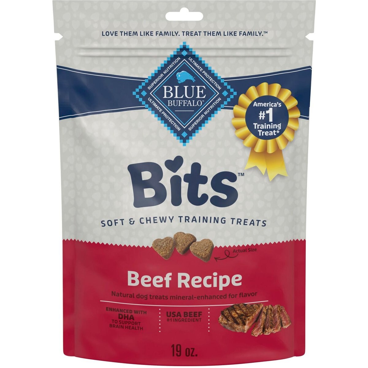Blue Buffalo Blue Bits Tender Beef Recipe Chicken-Free Soft-Moist Training Dog Treats, 19-oz bag