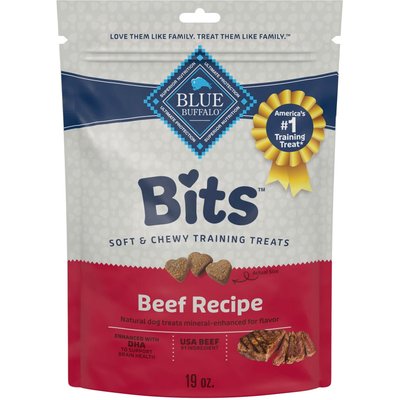 Blue Buffalo Blue Buffalo Blue Bits Tender Beef Recipe Chicken-Free Soft-Moist Training Dog Treats, 19-oz bag