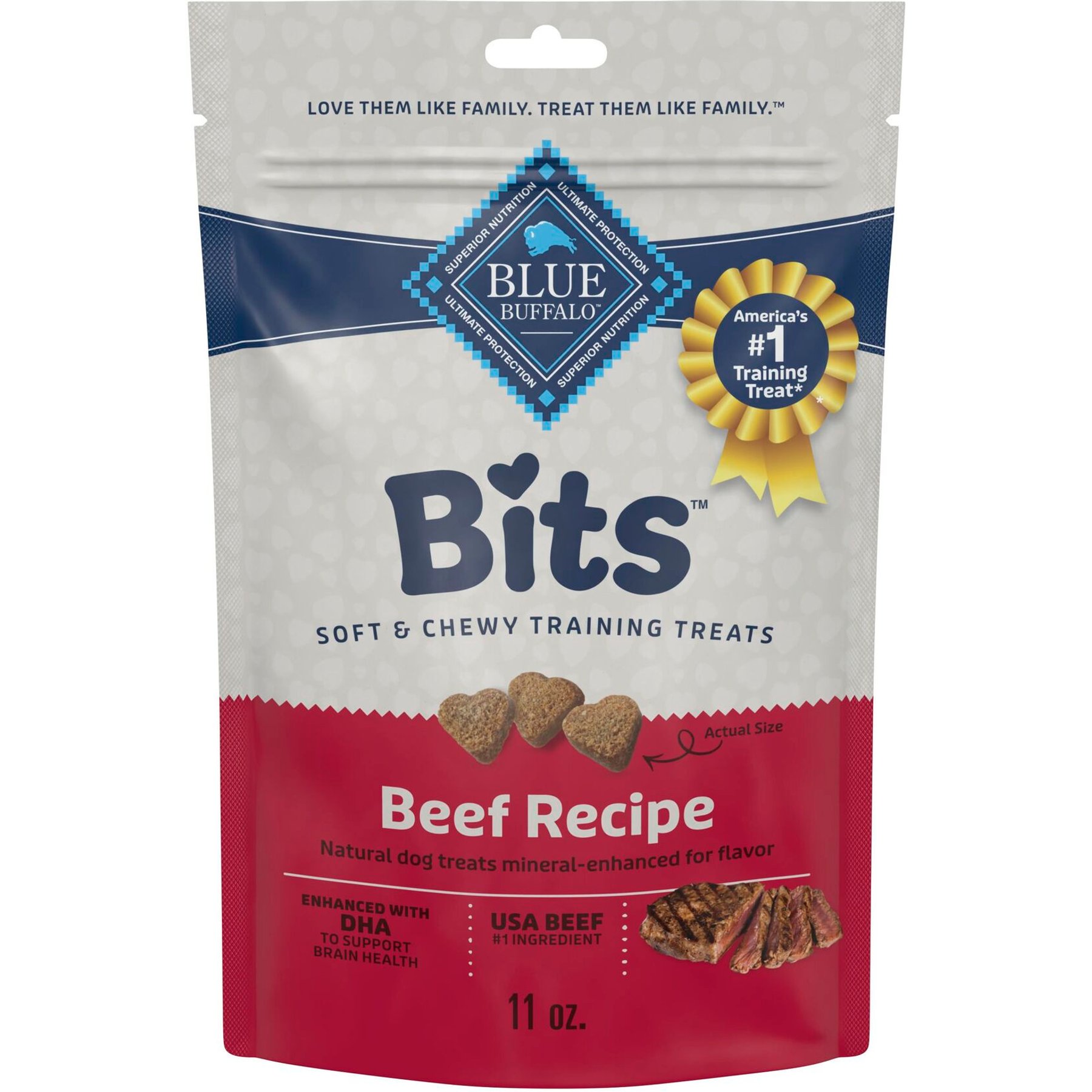 Blue Buffalo Blue Bits Tender Beef Recipe Chicken-Free Soft-Moist Training Dog Treats, 11-oz bag