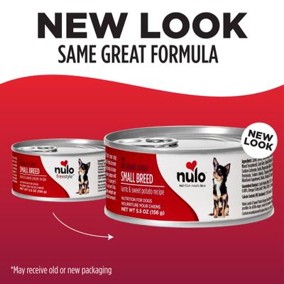 Show full view: Nulo Small Breed Adult Grain-Free Lamb & Sweet Potato Recipe Wet Pate Canned Dog Food, 5.5-oz, case of 24 slide 8 of 12
