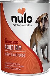 Nulo Adult Trim Weight Management Grain-Free Turkey & Cod Recipe Wet Pate Canned Dog Food, 13-oz, case of 12