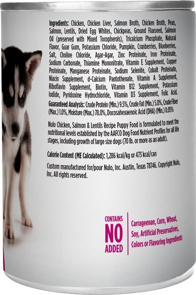 Nulo Puppy Grain-Free Chicken, Salmon, & Lentils Recipe Wet Pate Canned Dog Food