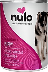 Nulo Puppy Grain-Free Chicken, Salmon, & Lentils Recipe Wet Pate Canned Dog Food, 13-oz, case of 12