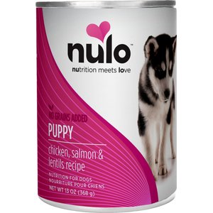 Nulo Puppy Grain-Free Chicken, Salmon, & Lentils Recipe Wet Pate Canned Dog Food, 13-oz, case of 12