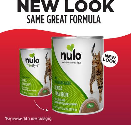 Show full view: Nulo Grain-Free Duck & Tuna Recipe Pate Wet Canned Food for Cats & Kittens, 12.5-oz, case of 12 slide 8 of 12