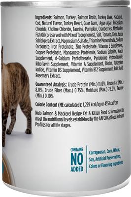 Show full view: Nulo Grain-Free Salmon & Mackerel Recipe Pate Wet Canned Food for Cats & Kittens, 12.5-oz, case of 12 slide 3 of 12