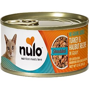 Nulo Shredded Turkey & Halibut in Gravy Grain-Free Canned Cat Food, 3-oz, case of 24