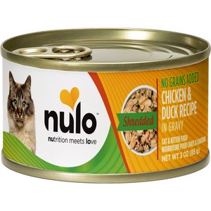 Nulo Shredded Chicken & Duck in Gravy Grain-Free Canned Cat Food, 3-oz, case of 24