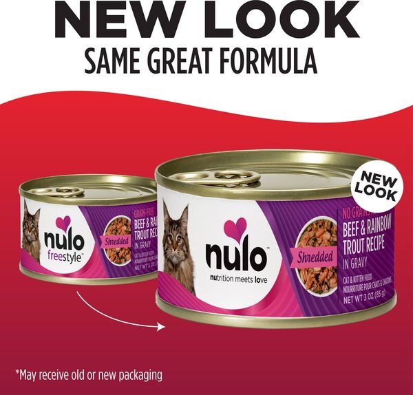 Nulo Shredded Beef & Rainbow Trout in Gravy Grain-Free Canned Cat & Kitten Food
