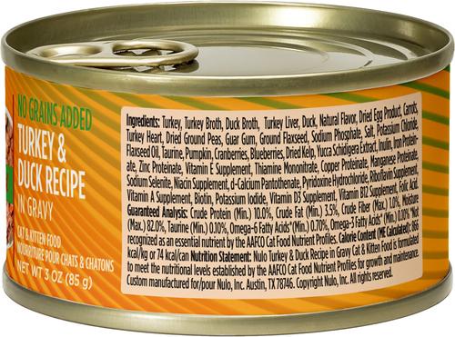 Show full view: Nulo Minced Turkey & Duck in Gravy Grain-Free Canned Cat & Kitten Food, 3-oz, case of 24 slide 3 of 11