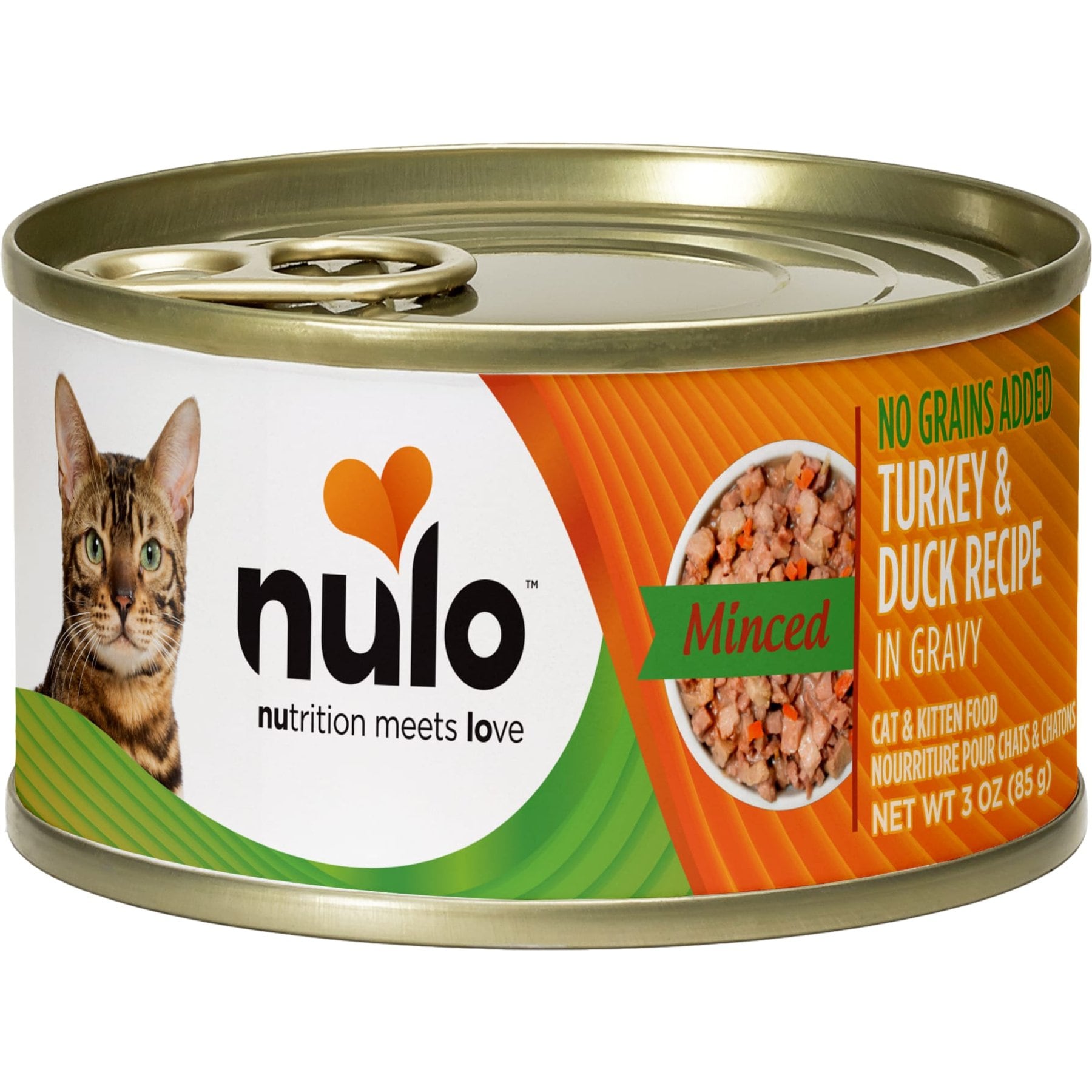 Nulo Minced Turkey & Duck in Gravy Grain-Free Canned Cat & Kitten Food, 3-oz can, bundle of 48