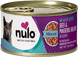 Nulo Minced Beef & Mackerel in Gravy Grain-Free Canned Cat Food, 3-oz, case of 24