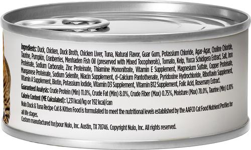 Show full view: Nulo Grain-Free Duck & Tuna Recipe Pate Wet Canned Food for Cats & Kittens, 5.5-oz, case of 24 slide 3 of 12