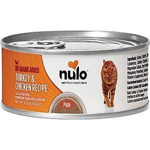 Nulo Grain-Free Turkey & Chicken Recipe Pate Wet Canned Food for Cats & Kittens, 5.5-oz, case of 24