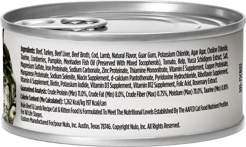 Show full view: Nulo Grain-Free Beef & Lamb Recipe Pate Wet Canned Food for Cats & Kittens, 5.5-oz,case of 24 slide 3 of 12