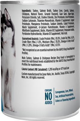 Show full view: Nulo Adult Grain-Free Salmon & Chickpeas Recipe Wet Pate Canned Dog Food, 13 Ounce Cans, 12-Count, 13-oz, case of 12 slide 3 of 13