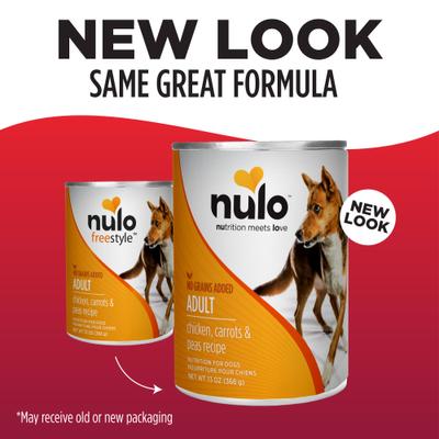 Show full view: Nulo Adult Grain-Free Chicken, Carrots, & Peas Recipe Wet Pate Canned Dog Food, 13-oz, case of 12 slide 8 of 12