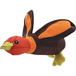 Play 365 Ballistic Duck Squeaky Plush Dog Toy, Orange