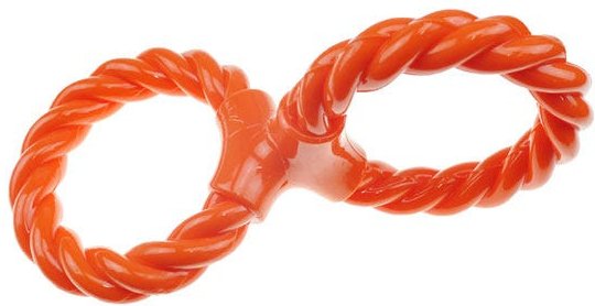 Show full view: Infinity TPR/Rope Double Ring Twist Tug Dog Tug Toy, Orange slide 1 of 2