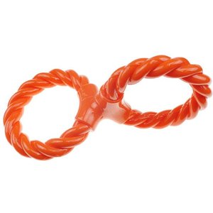 Infinity TPR/Rope Double Ring Twist Tug Dog Tug Toy, Orange