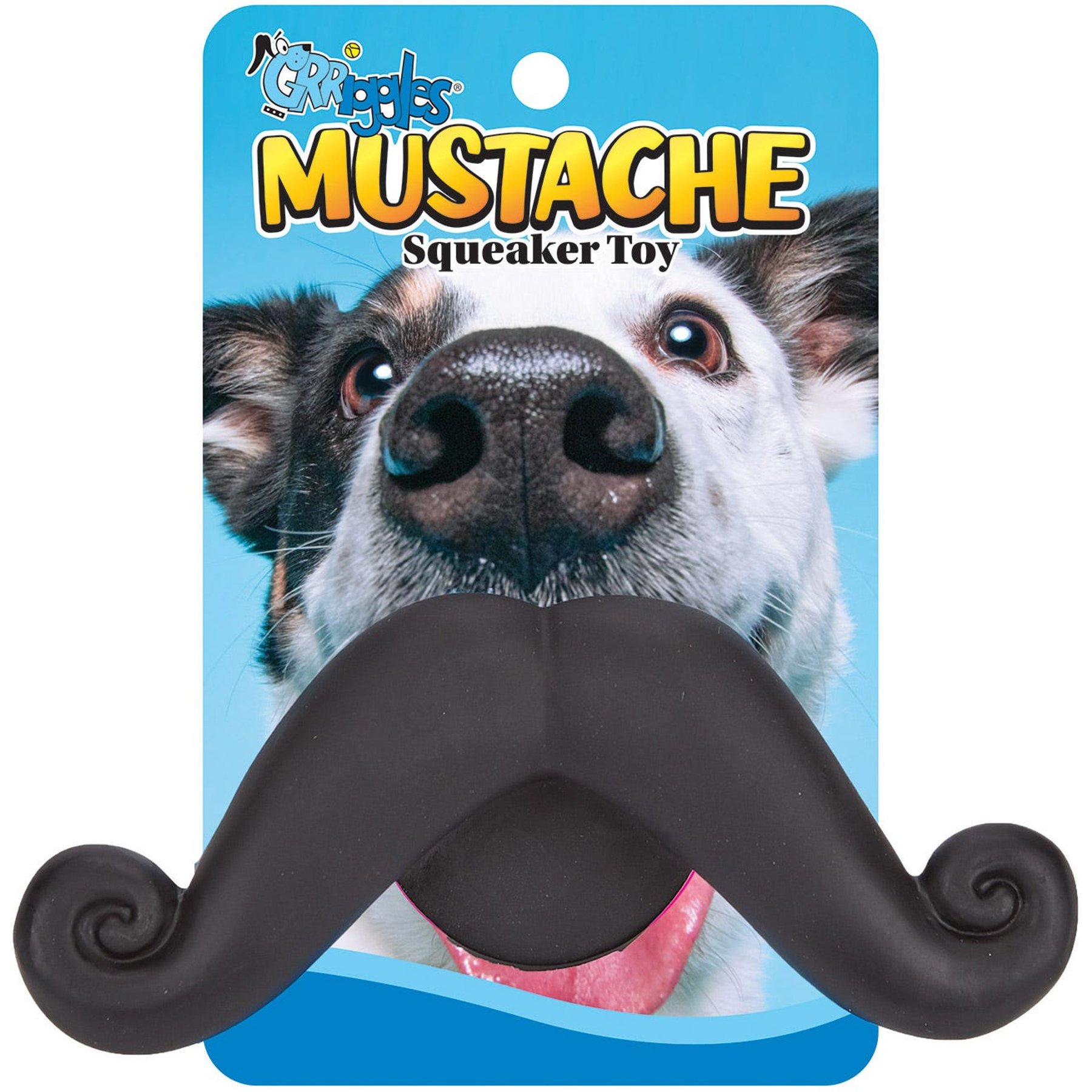 Griggles Mustache Squeaker Plush Dog Toy