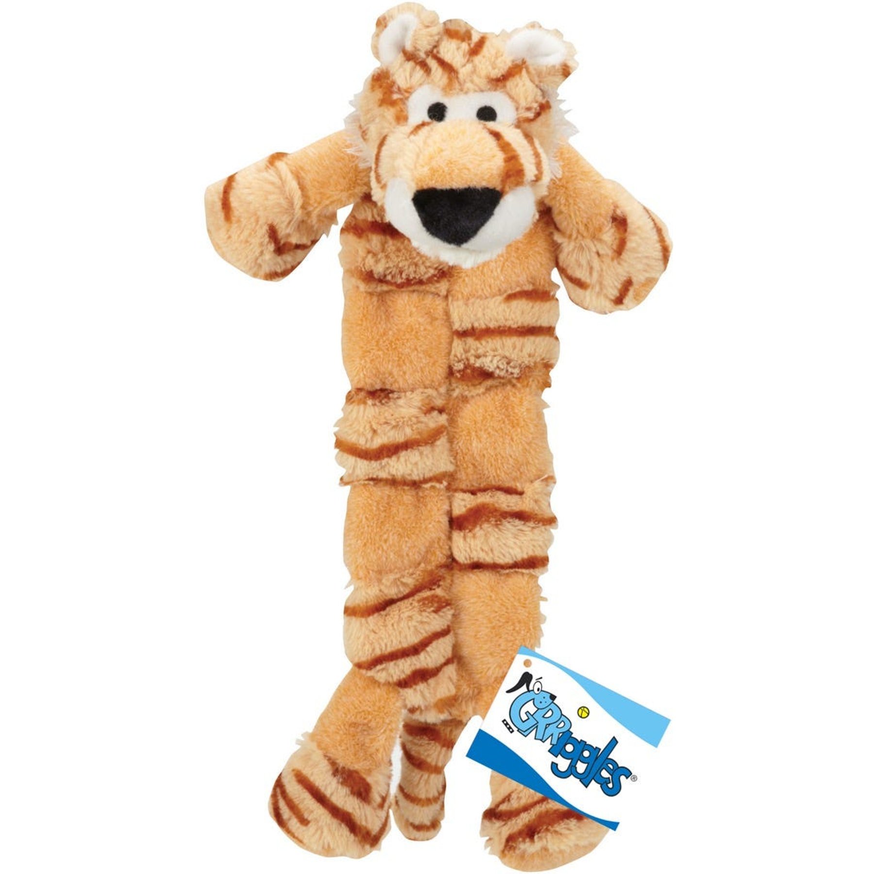 Griggles Safari Squeaktacular Tiger Squeaky Plush Dog Toy, Large