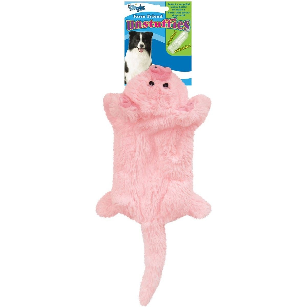 Griggles Farm Friend Unstuffies Pig Squeaky Plush Dog Toy, Small