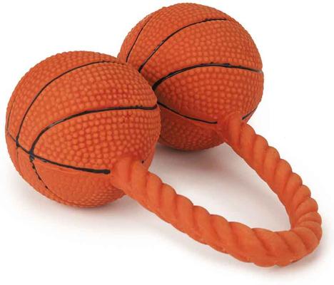 Show full view: Digger's Latex Twin Basketballs Dog Ball Toy slide 2 of 2