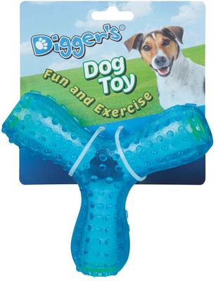 Show full view: Digger's Giggle Wish Bone Dog Chew Toy, Blue slide 2 of 3