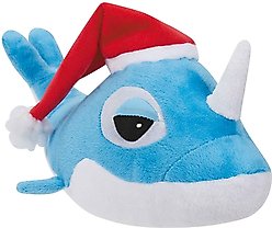 Digger's Christmas FatHedz Holiday Narwhal Squeaky Dog Chew Toy