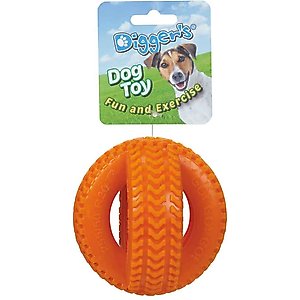 Digger's Double Tire Dog Chew Toy, Orange