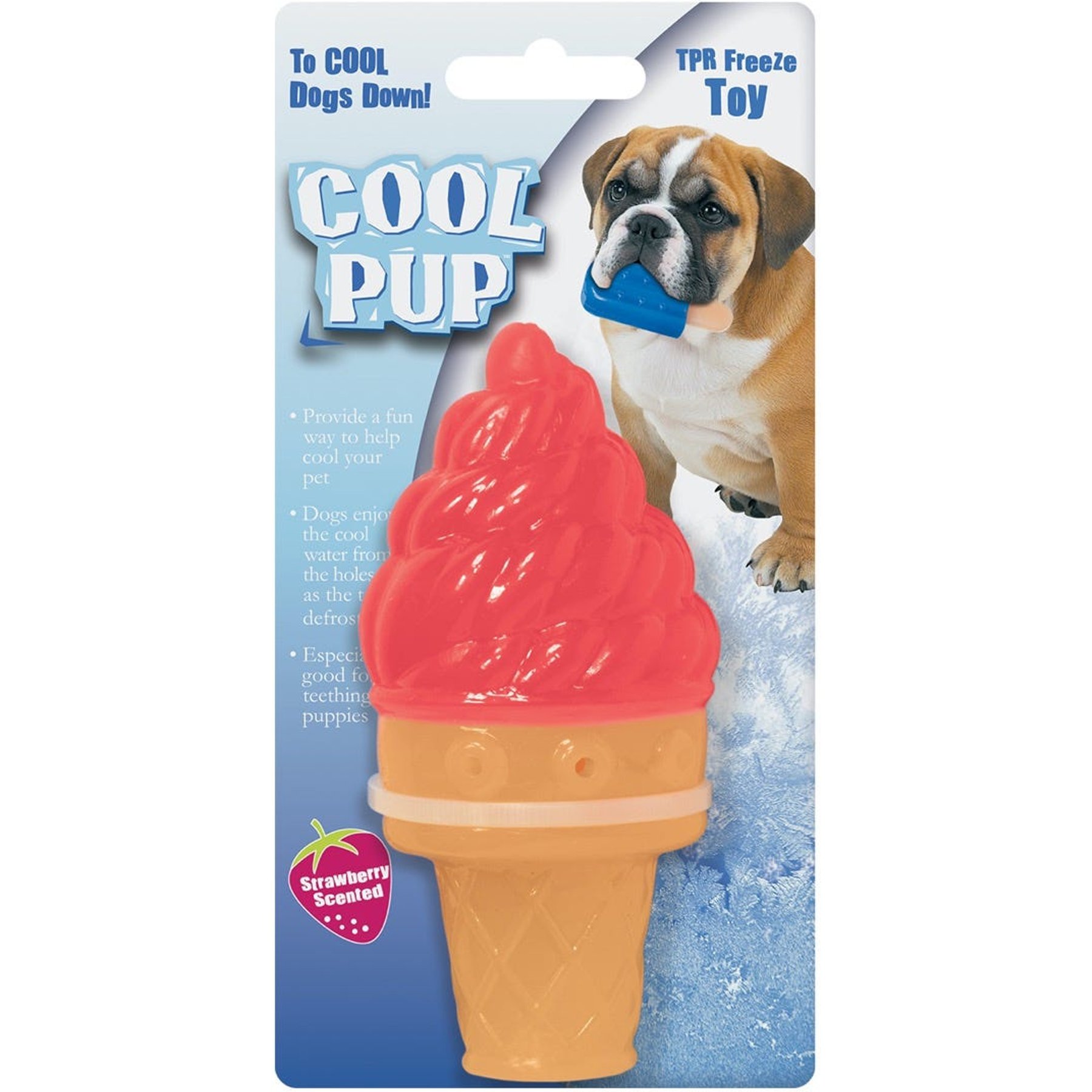 Cool Pup Toy Ice Cream Cone Dog Chew Toy, Pink, Mini